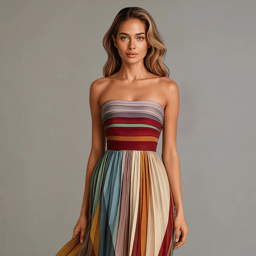 Langes Buntes Kleid ohne Ärmel