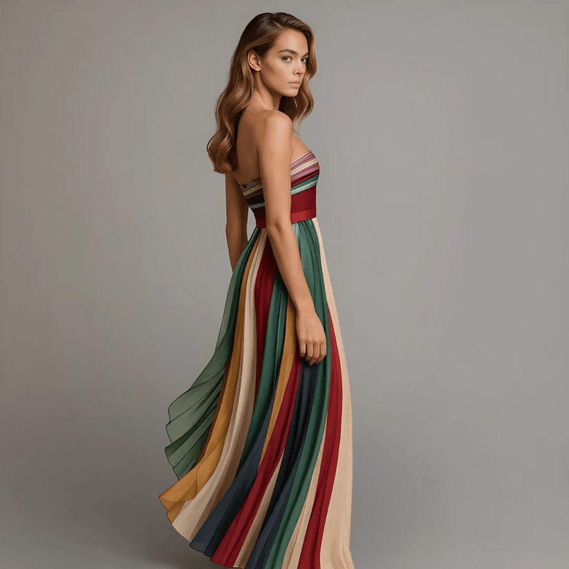 Langes Buntes Kleid ohne Ärmel