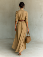 Maxikleid Reverskragen Langarm
