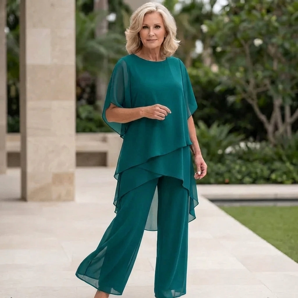 Saskia – Drapiertes Zweiteiliges Palazzo-Set