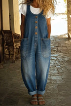 Saylor - Vintage gewaschene Baumwoll-Denim-Latzhose