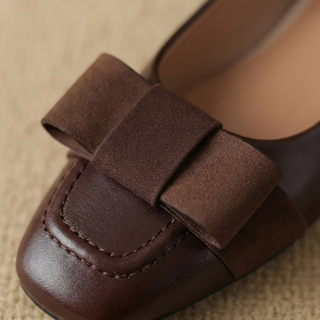 Camille Bogen Leder Ballerinas