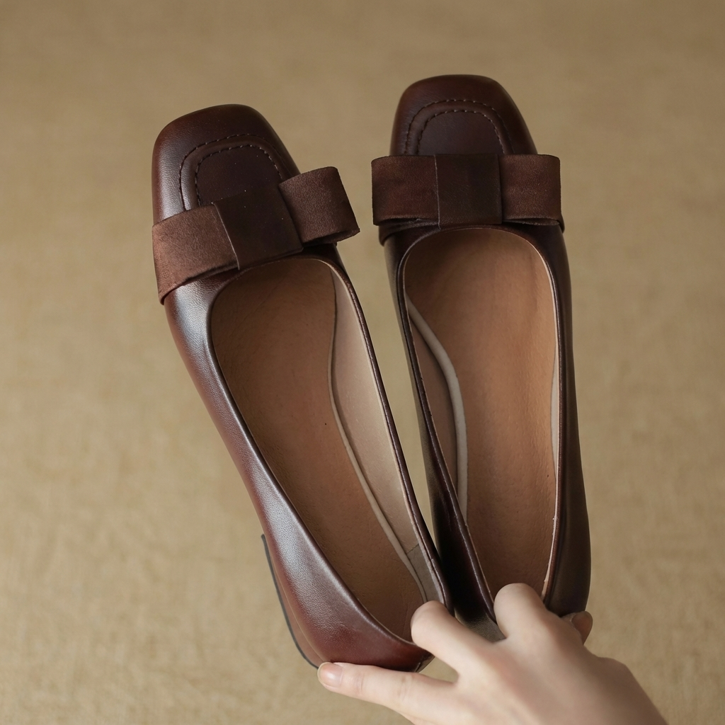 Camille Bogen Leder Ballerinas