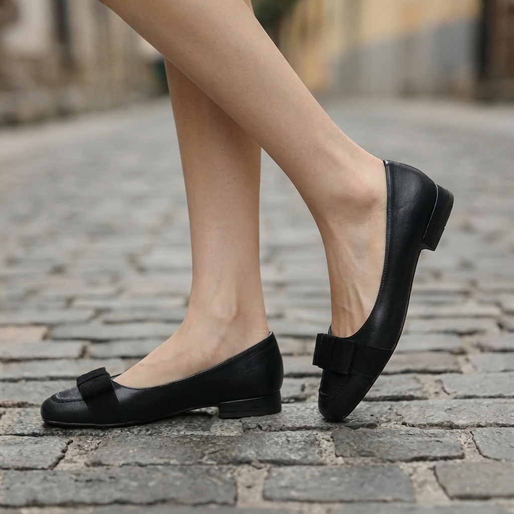 Camille Bogen Leder Ballerinas