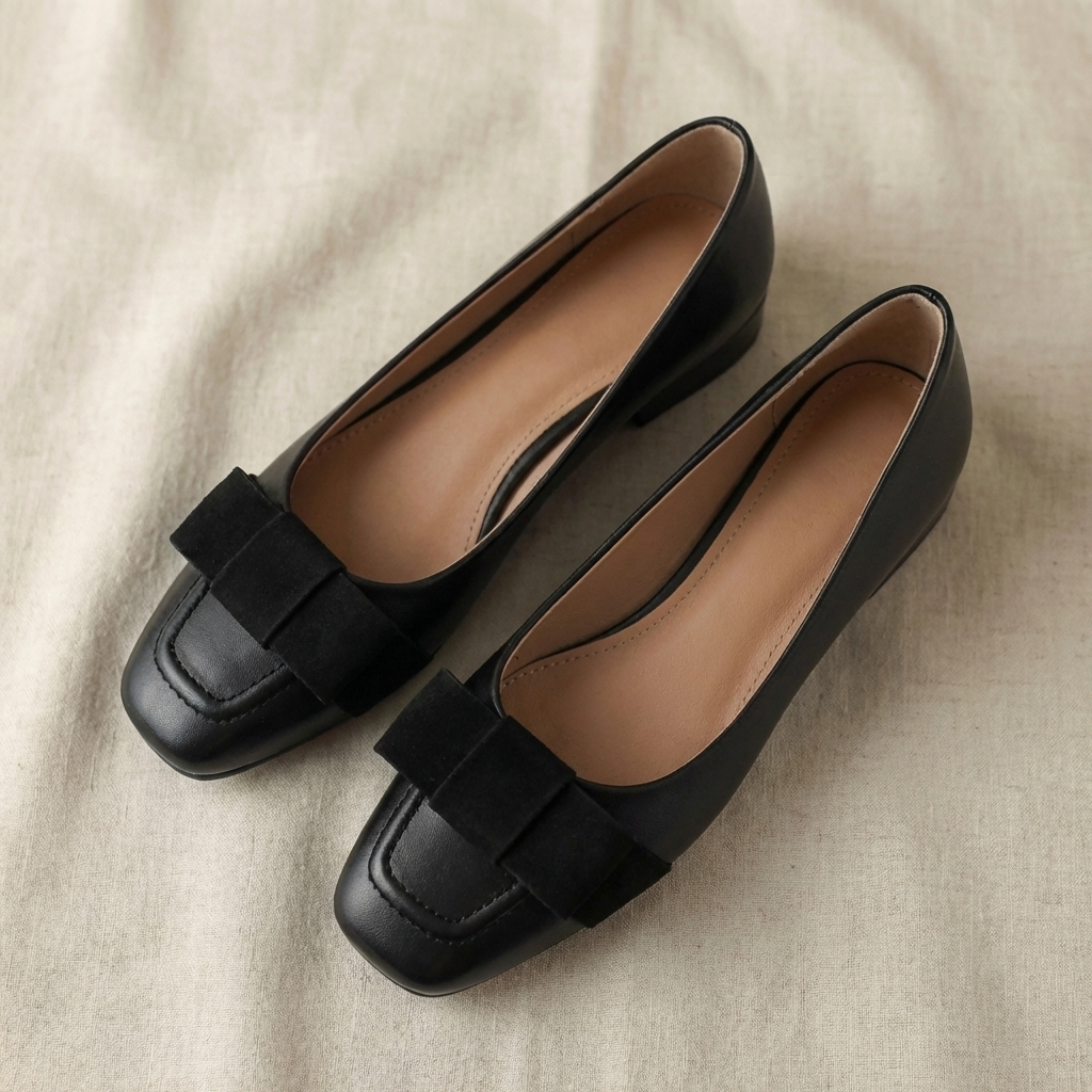 Camille Bogen Leder Ballerinas