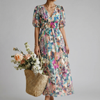 Eulalie | Blumen Midi-Kleid