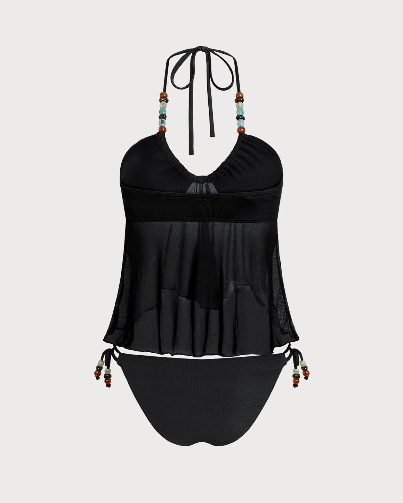 Black Halter Neck Low-Waisted Tankini Set