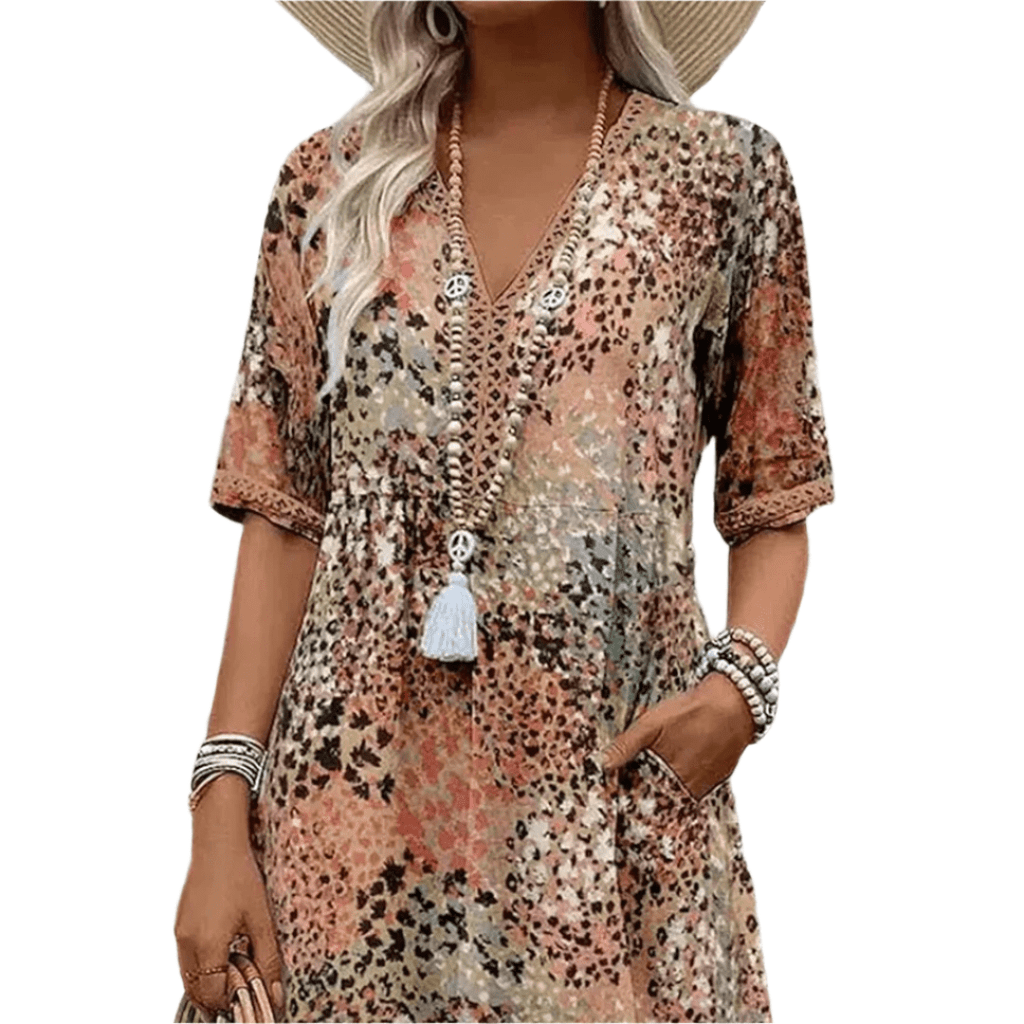 Sidonia - Lässiges Sommerkleid mit V-Ausschnitt für Frauen