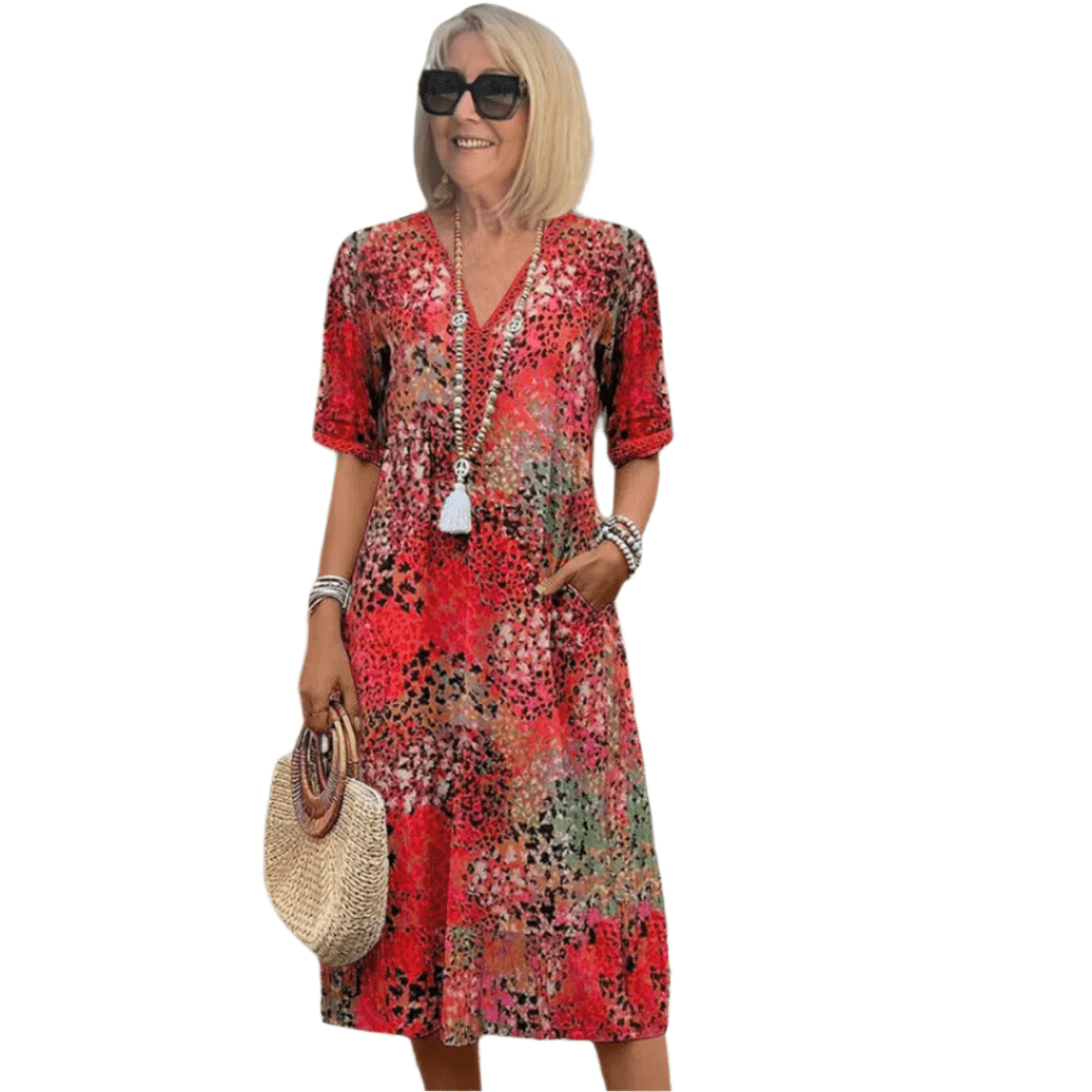 Sidonia - Lässiges Sommerkleid mit V-Ausschnitt für Frauen