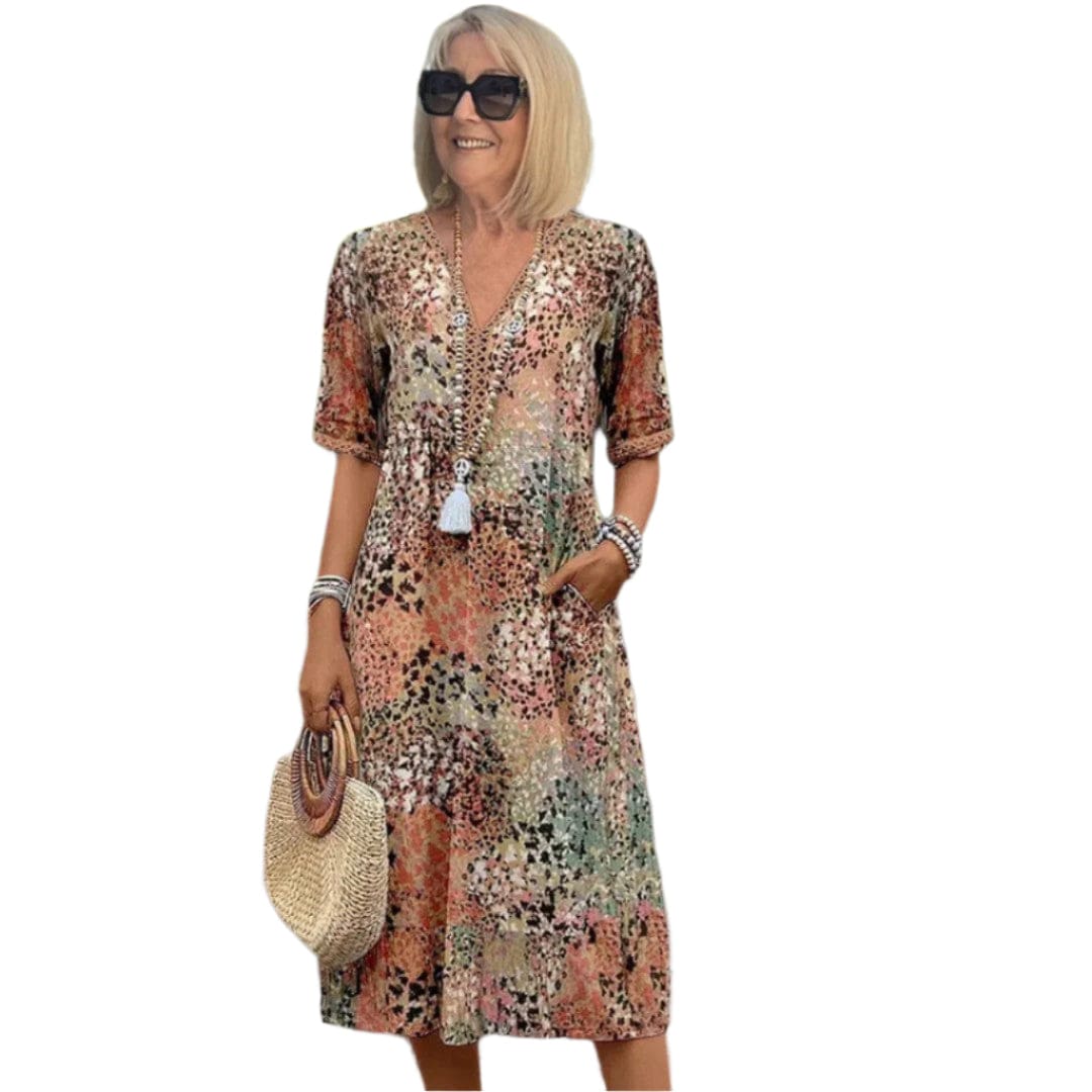 Sidonia - Lässiges Sommerkleid mit V-Ausschnitt für Frauen