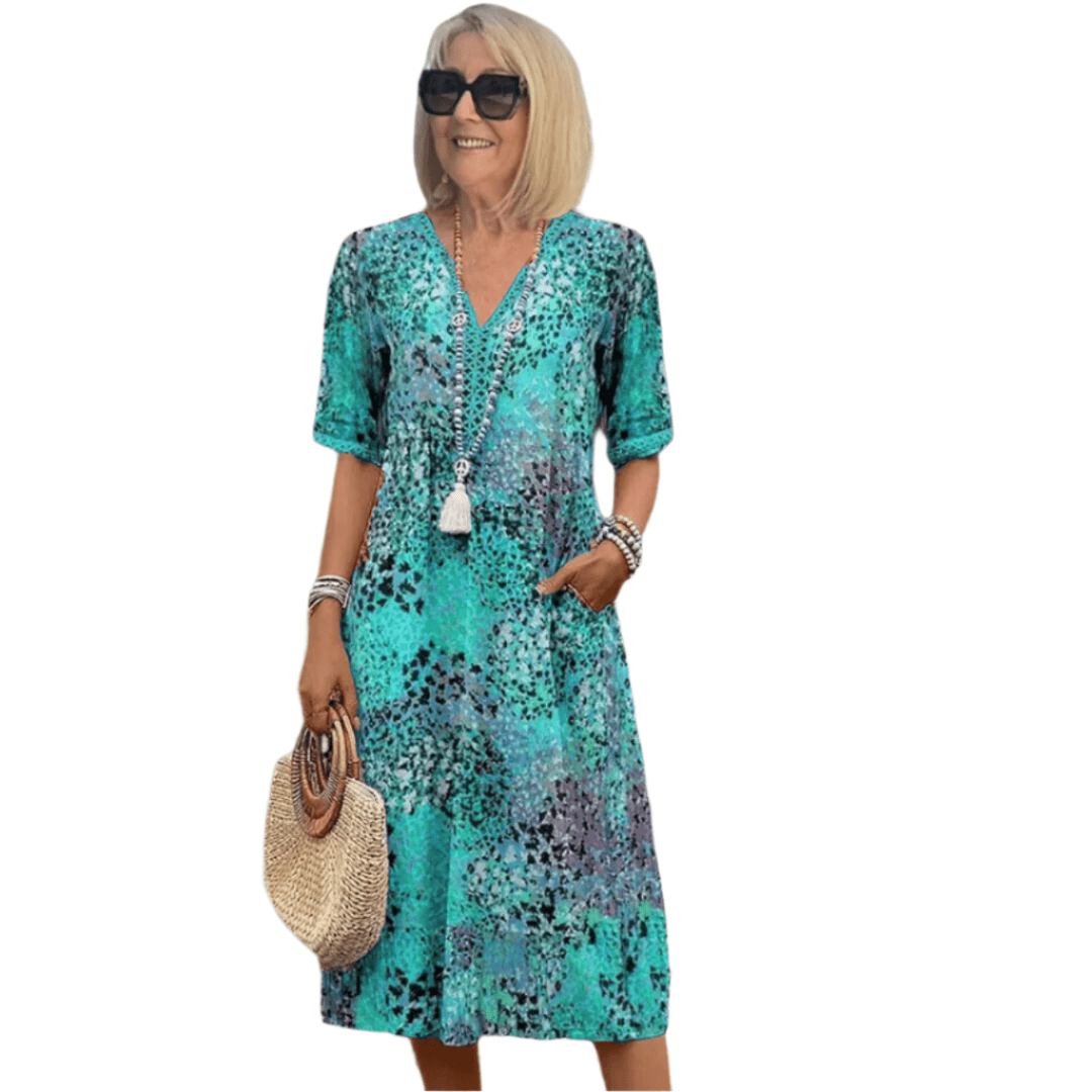 Sidonia - Lässiges Sommerkleid mit V-Ausschnitt für Frauen