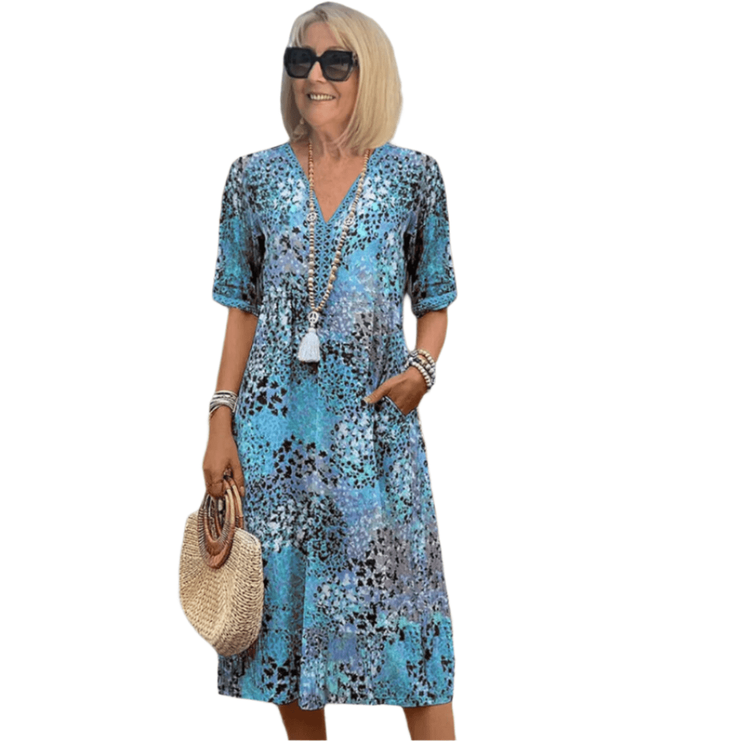 Sidonia - Lässiges Sommerkleid mit V-Ausschnitt für Frauen