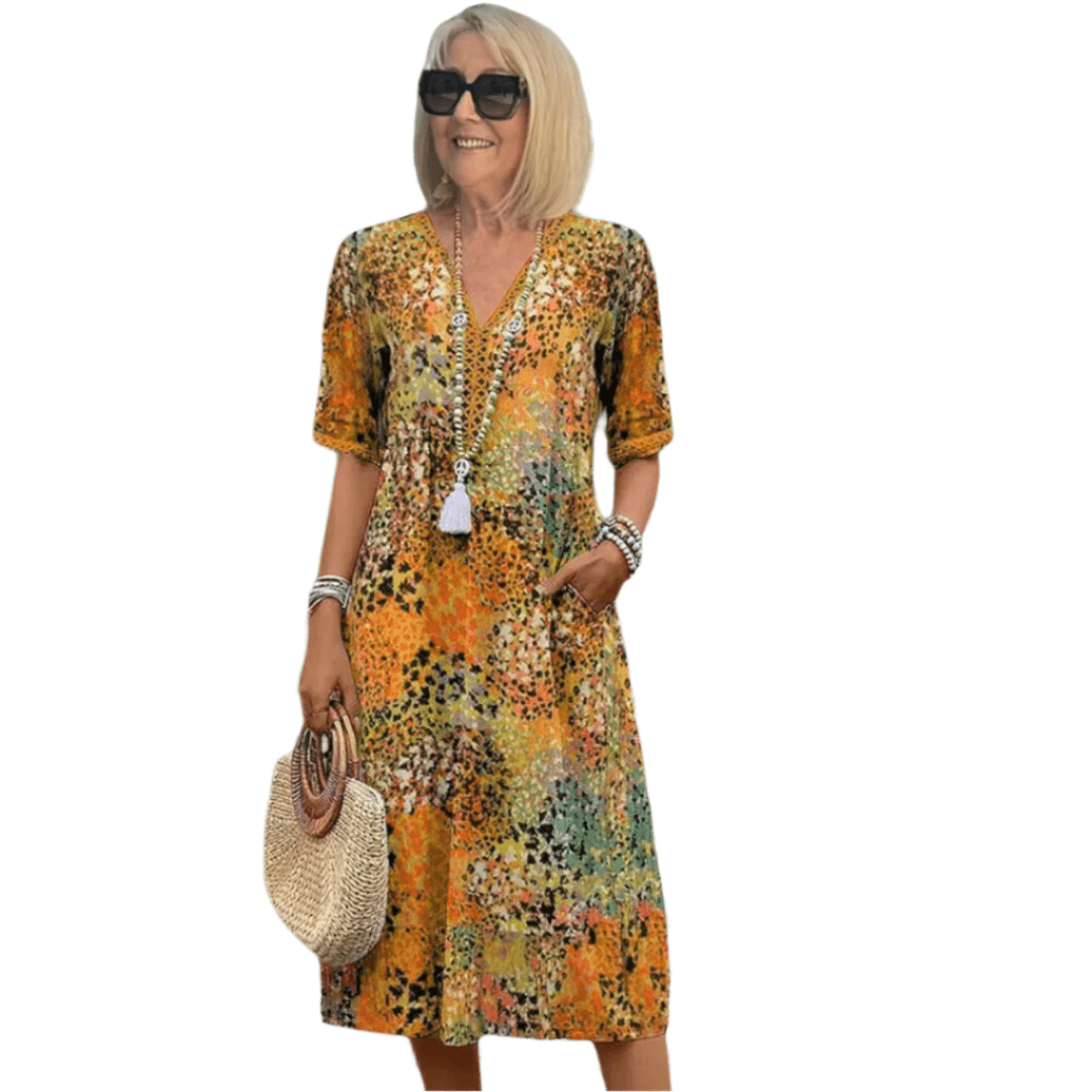 Sidonia - Lässiges Sommerkleid mit V-Ausschnitt für Frauen