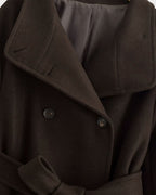 Coffee-Colored Belted Trench Coat with Pockets