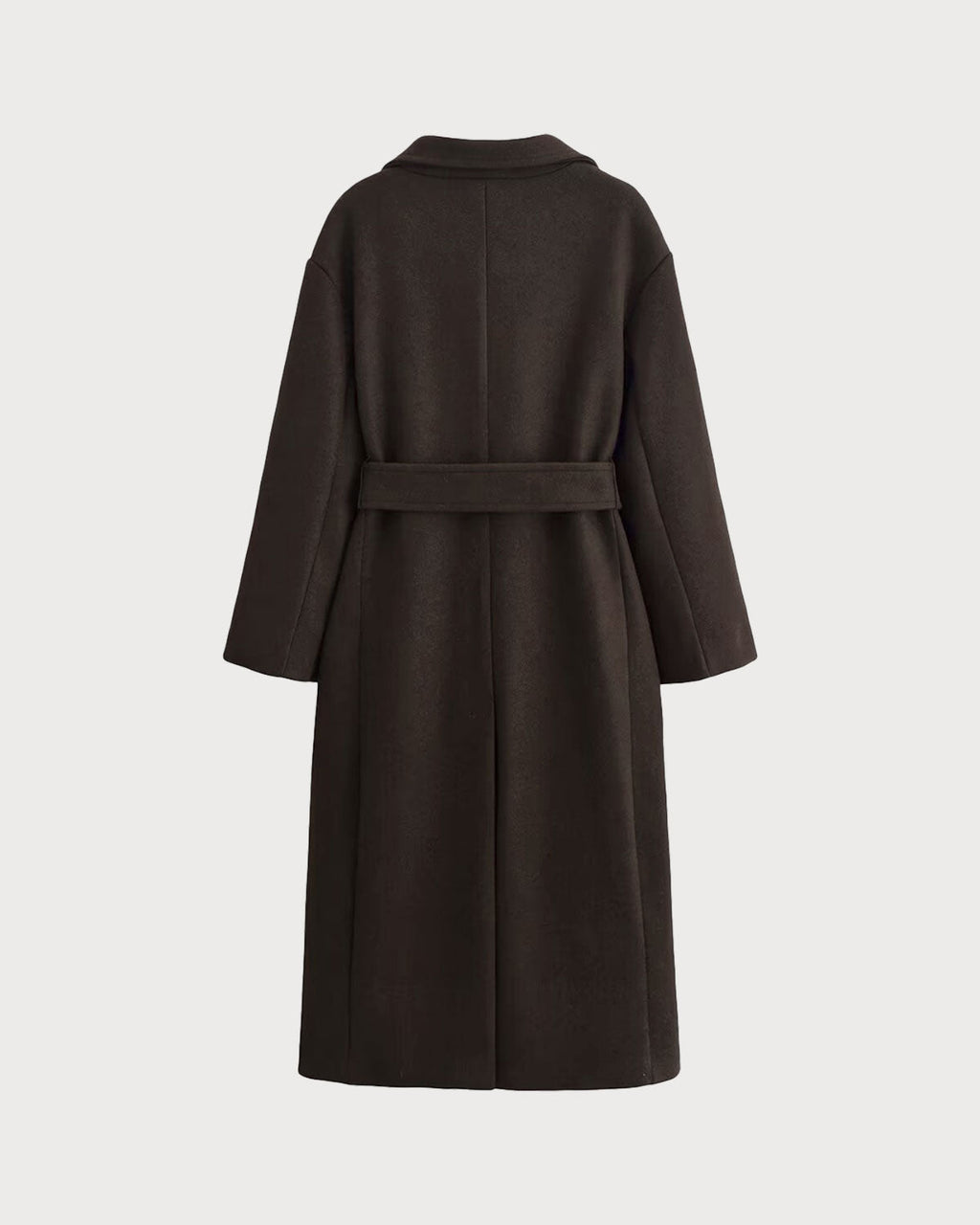Coffee-Colored Belted Trench Coat with Pockets