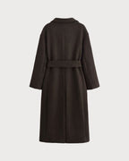 Coffee-Colored Belted Trench Coat with Pockets