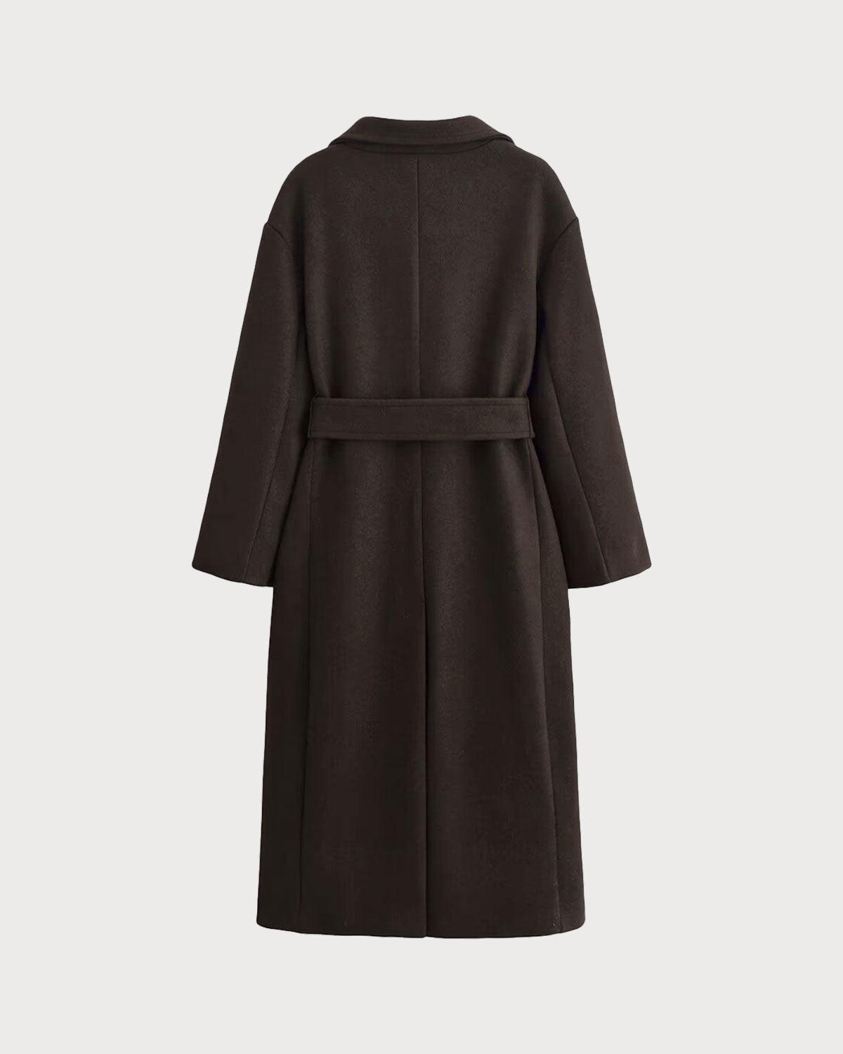 Coffee-Colored Belted Trench Coat with Pockets