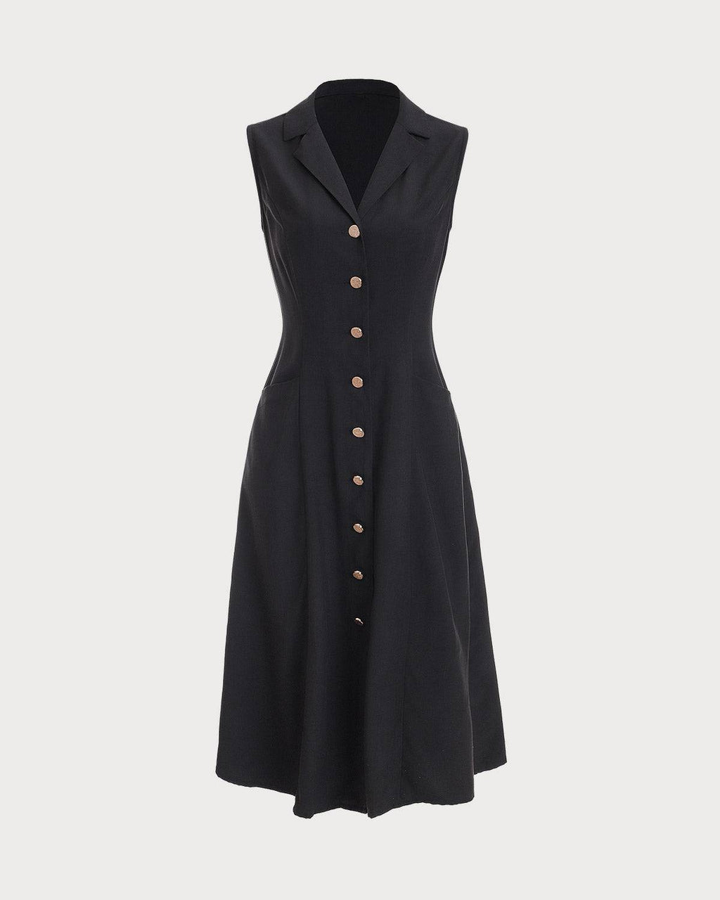 Black V-Neck Midi Tunic Dress
