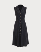 Black V-Neck Midi Tunic Dress