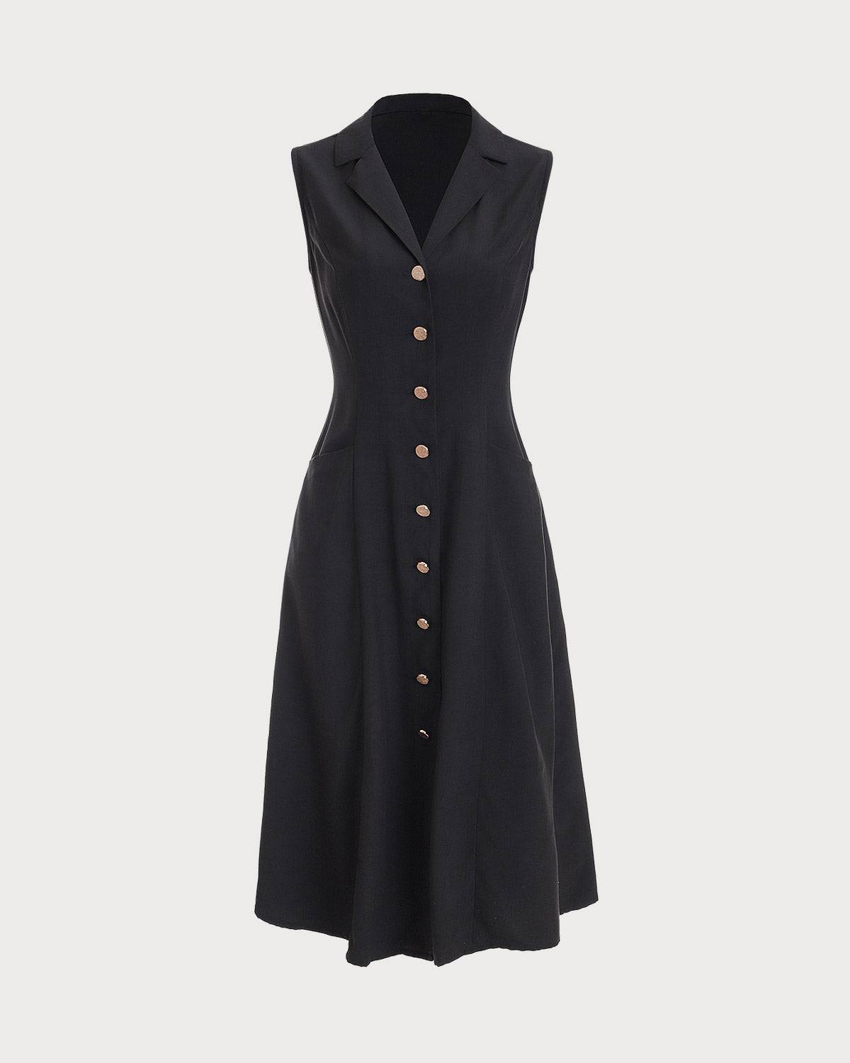 Black V-Neck Midi Tunic Dress