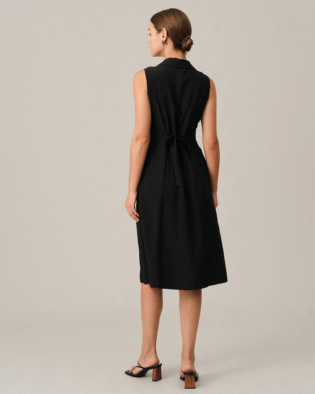 Black V-Neck Midi Tunic Dress