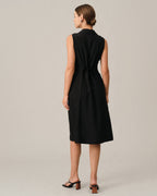 Black V-Neck Midi Tunic Dress
