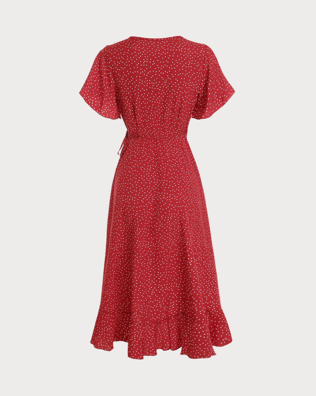 Polka Dot Ruffled Wrap Dress