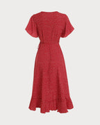 Polka Dot Ruffled Wrap Dress