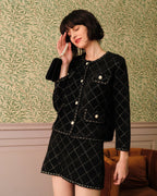 Argyle Cardigan and Mini Skirt Ensemble