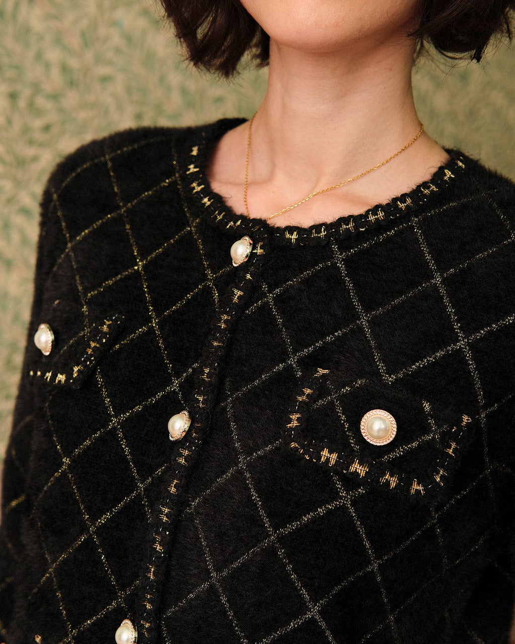 Argyle Cardigan and Mini Skirt Ensemble