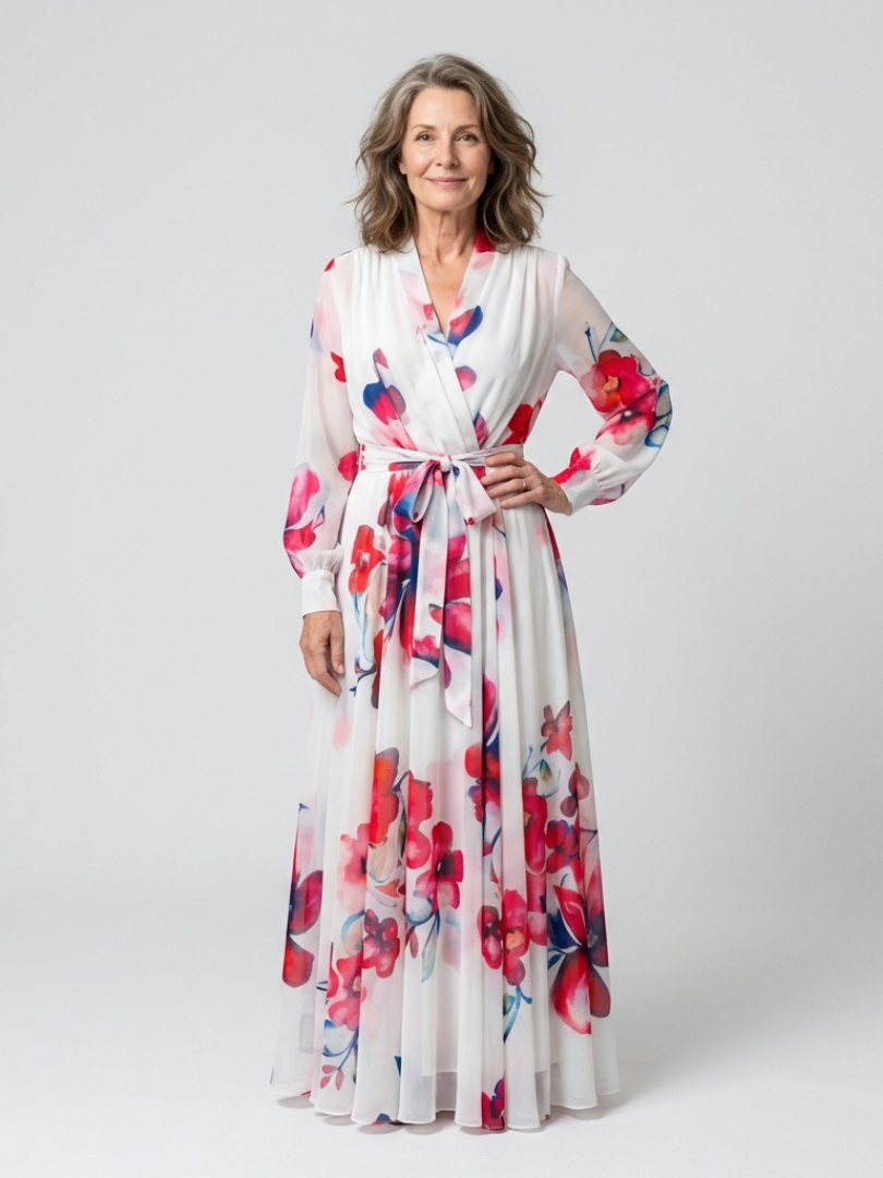 Lillian | Florales Maxikleid mit langen Ärmeln