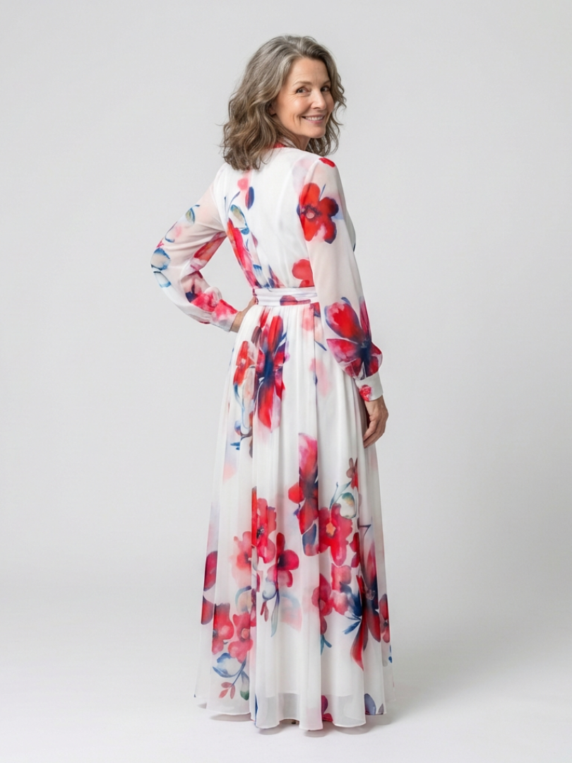 Lillian | Florales Maxikleid mit langen Ärmeln