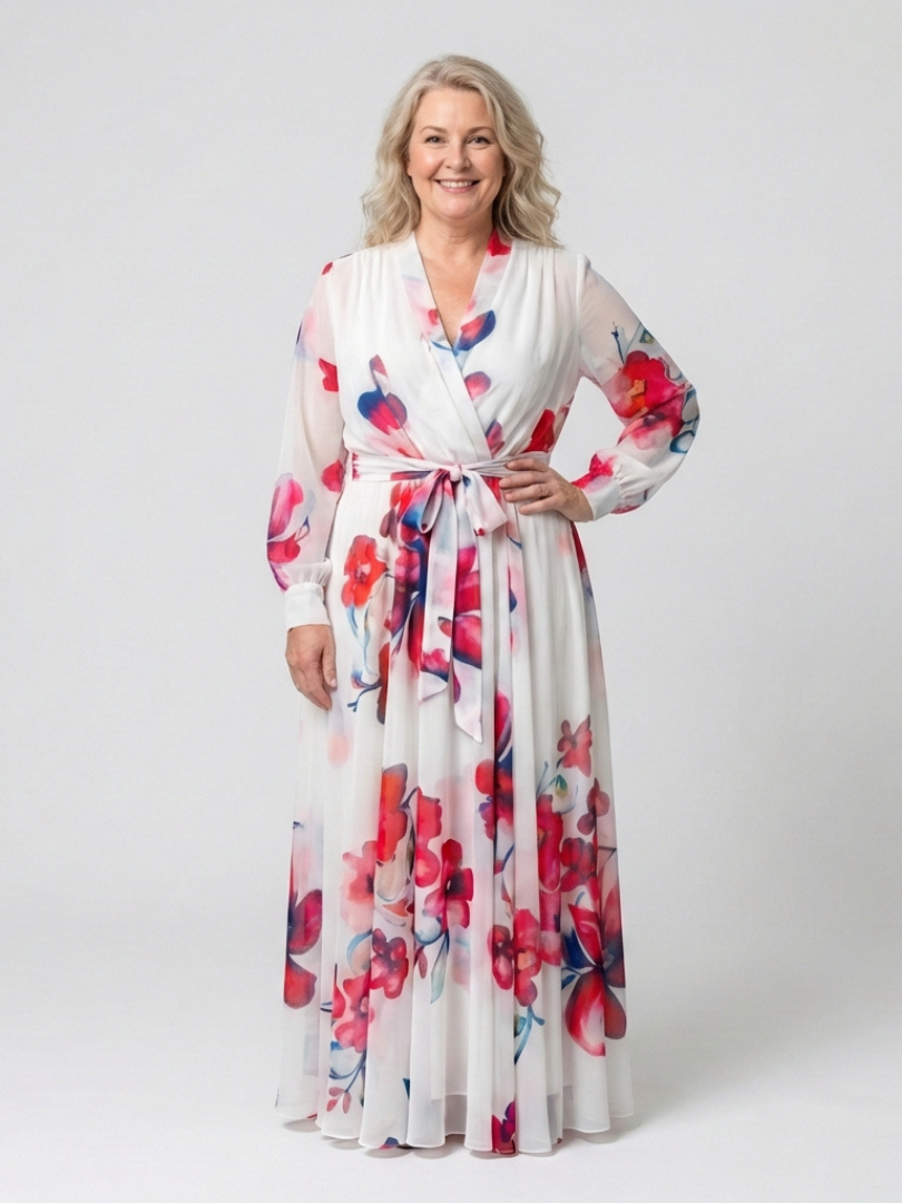 Lillian | Florales Maxikleid mit langen Ärmeln