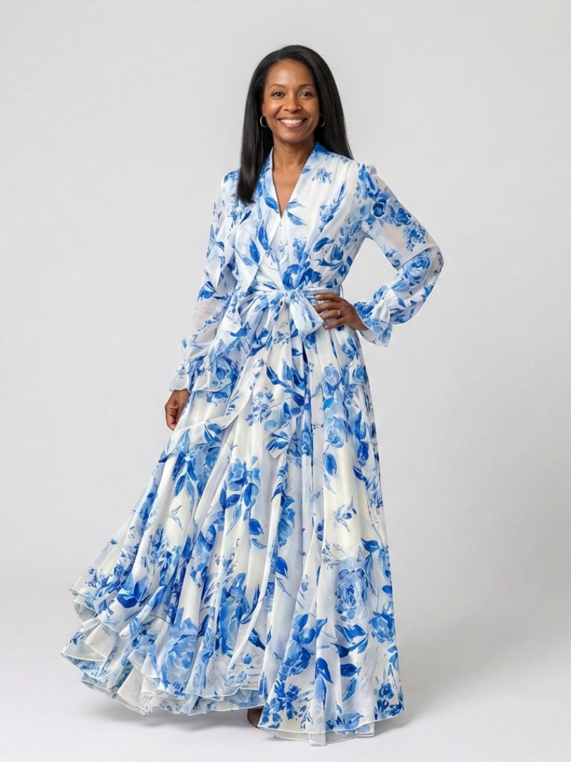 Lillian | Florales Maxikleid mit langen Ärmeln