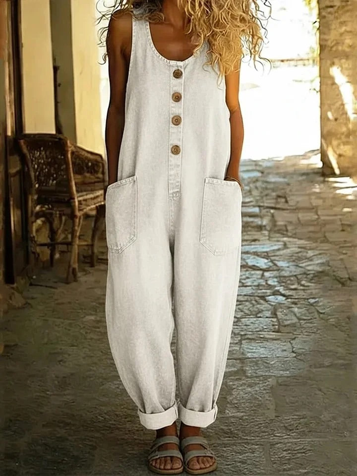 Saylor - Vintage gewaschene Baumwoll-Denim-Latzhose