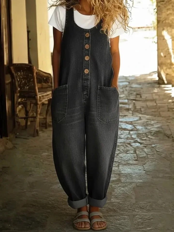 Saylor - Vintage gewaschene Baumwoll-Denim-Latzhose