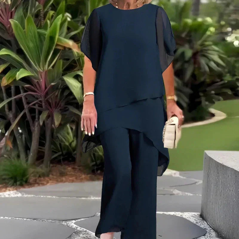 Saskia – Drapiertes Zweiteiliges Palazzo-Set