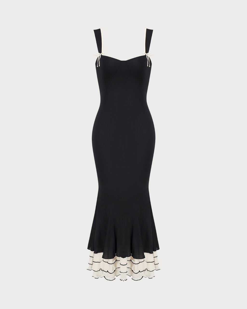Black Sweetheart Neck Bodycon Maxi Slip Dress