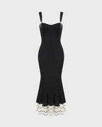 Black Sweetheart Neck Bodycon Maxi Slip Dress