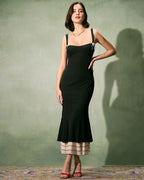 Black Sweetheart Neck Bodycon Maxi Slip Dress