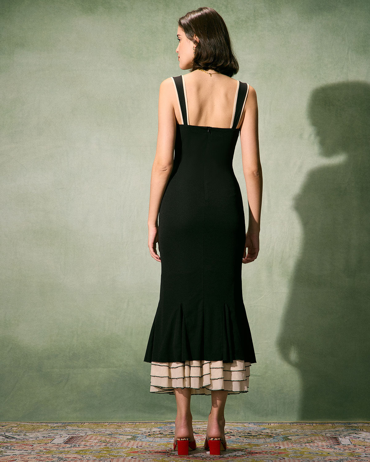Black Sweetheart Neck Bodycon Maxi Slip Dress