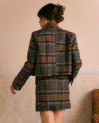 Brown Striped Mini Skirt with Natural Waist