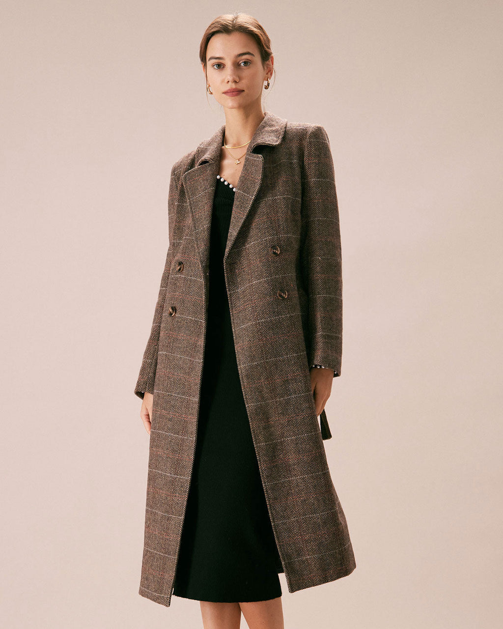 Belted Double-Breasted Coat in Coffee