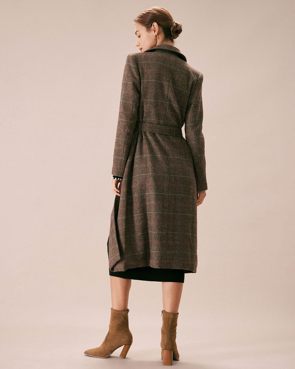Belted Double-Breasted Coat in Coffee