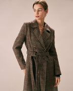 Belted Double-Breasted Coat in Coffee
