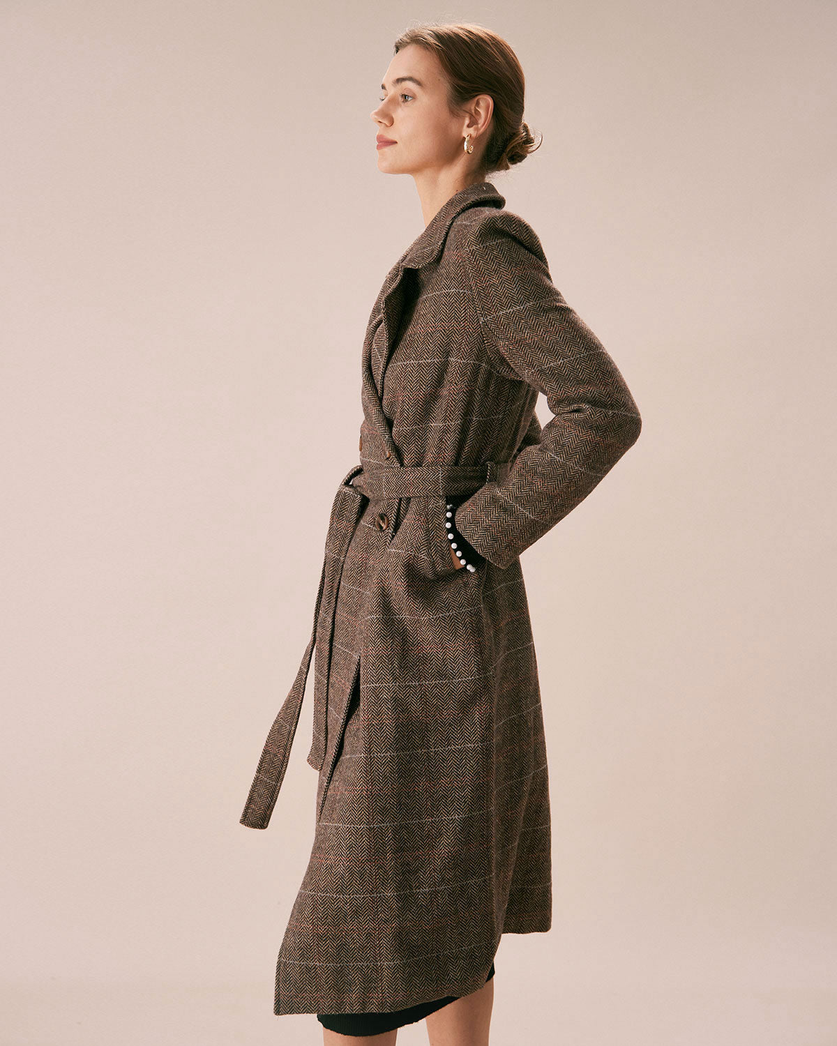Belted Double-Breasted Coat in Coffee