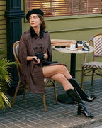 Plaid Double-Breasted Cape Coat