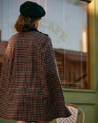Plaid Double-Breasted Cape Coat