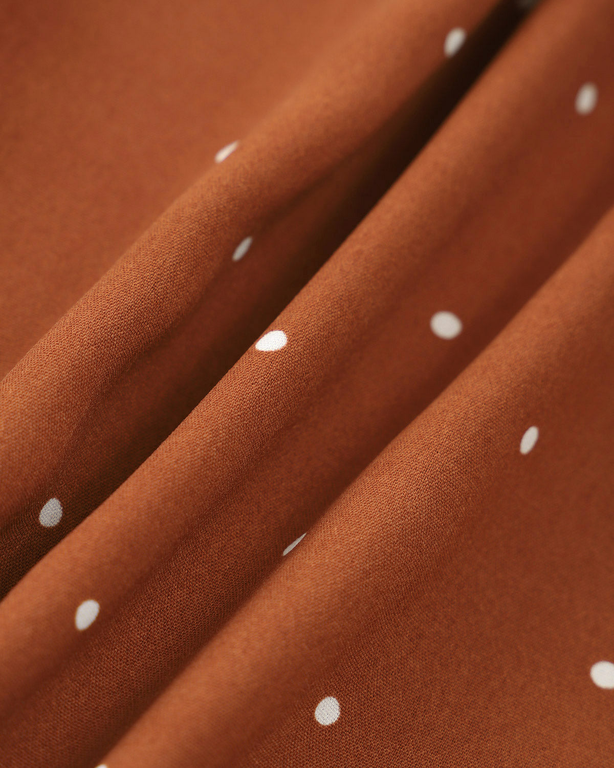 Brown Midi Dress with Polka Dot Pleats
