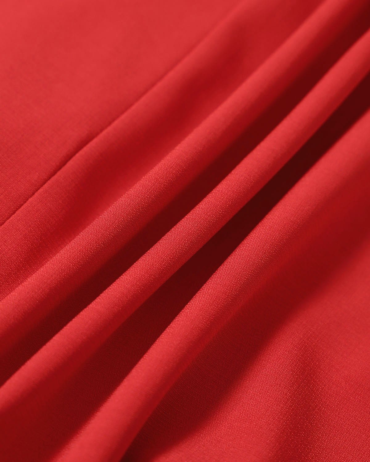 Red Boat Neck High-Waisted Mini Dress